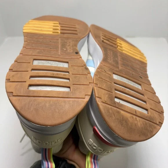 Adidas Cloudfoam Super Pride Shoes Womens 10 Cream Blue Rainbow Running Sneakers - Picture 10 of 15